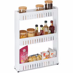 Le chariot à roulettes est le meuble parfait pour le bainou la cuisine. Il permet de trouver de l’espace de rangement même da ...