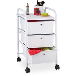 Relaxdays - Chariot sur roues de bain, 3 tiroirs, métal et plastique, conteneur, cosmétiques, 60 x 33 x 39 cm, couleurs