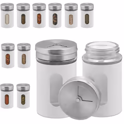Mettez del’ordre dans votre étagère à épices avec ces saupoudreuses. Le set crée uneoptique ordonnée. Les 12 verres offrent d ...