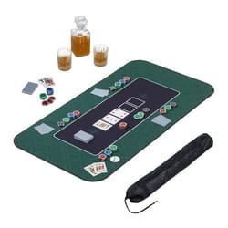 Relaxdays Tapis de poker en polyester caoutchouc résistant et antidérapant 120 x 60 cm Texas Holdem couleur verte
