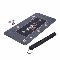 Relaxdays Tapis de poker en polyester caoutchouc résistant et antidérapant 180 x 90 cm Texas Holdem couleur noire
