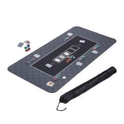 Relaxdays Tapis de poker en polyester caoutchouc résistant et antidérapant 180 x 90 cm Texas Holdem couleur noire
