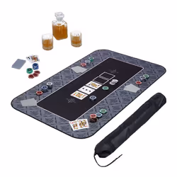 Relaxdays Tapis de poker en polyester caoutchouc résistant et antidérapant 100 x 60 cm Texas Holdem noir