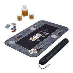 Relaxdays Tapis de poker en polyester caoutchouc résistant et antidérapant 100 x 60 cm Texas Holdem noir