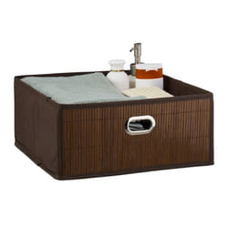 Relaxdays Panier de rangement en bambou corbeille de salle de bain carrée plate 14 x 31 x 31 cm pliante marron