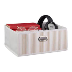 Relaxdays Panier de rangement en bambou corbeille de salle de bain carrée plate 14 x 31 x 31 cm pliante blanc