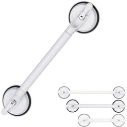 Relaxdays - Poignée ventouse, extensible, 57-69 cm, barre douche & baignoire, 70 kg, pour personnes âgées, mur, blanc