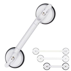 Relaxdays - Poignée ventouse, extensible, 45-57,5 cm, barre douche & baignoire, 70 kg, pour personnes âgées, mur, blanc