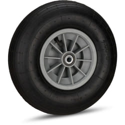 Relaxdays - Roue de brouette caoutchouc 200 kg, roue de rechange axe, caoutchouc essieu 4.00-6, 3 adaptateurs, noir-gris