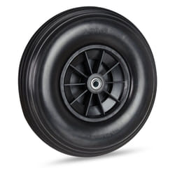 Relaxdays - Roue de brouette caoutchouc 4.00-6, de rechange axe, increvable, essieu, 3 adaptateurs, 100 kg, noir