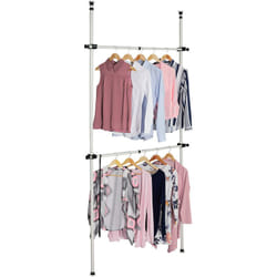 Relaxdays - Armoire ouverte, système de penderie télescope avec 2 tringles, acier, accessoire selon le choix, blanc/noir