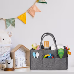 Relaxdays Rangement couches, 11 compartiments, panier langer portable, organiseur chambre bébé, corbeille, gris foncé