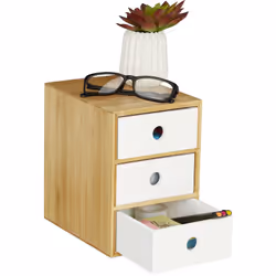 Avec cet organiseur de bureau en bambou et MDF, vous pouvez créer de l'ordre sur votre bureau. L'organiseur de bureau a 3 gra ...