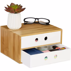 Description générale Avec cet organiseur de bureau en bambou et MDF, vous pouvez créer de l'ordre sur votre bureau. Il est co ...