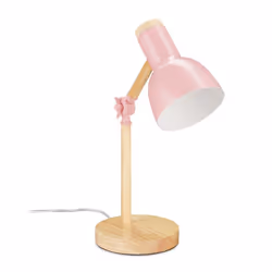 Relaxdays Lampe de table de travail retrobureauréglable bois et métal E 14 HxD 455 x 145cm rose