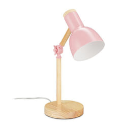 Relaxdays Lampe de table de travail retrobureauréglable bois et métal E 14 HxD 455 x 145cm rose