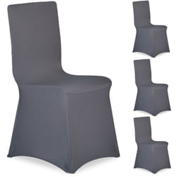 Relaxdays - Housses de chaise, lot de 4, extensible, universel, lavable, décoration de mariage, banquet, anthracite