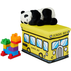 Relaxdays - Caisse à jouets pliant, Motif, boîte de rangement avec espace & couvercle, rembourré, 27x40x25 cm, jaune