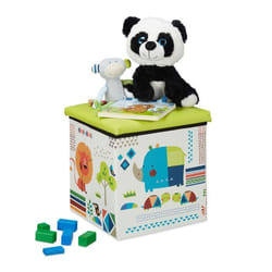 Relaxdays Tabouret enfants boîte siège pliable avec espace de rangement design animaux HxlxP 31x31x31cm