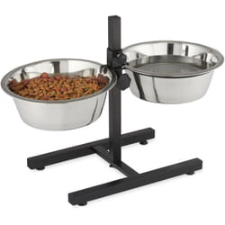 Relaxdays - Gamelles pour chiens, 4,5 l, acier inoxydable, hlp 42 x 61 x 29 cm, hauteur réglable, antidérapant, argenté