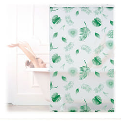 Relaxdays - Store de baignoire, 100 x 240 cm, rideau de douche hydrofuge, plafond & fenêtre, pare-bain, blanc/vert