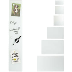 Relaxdays - Tableau mémo magnétique, Verre Protecteur, Panneau Pense-bête, 3 aimants, 15x80 cm, blanc