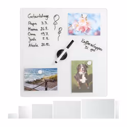 Relaxdays Tableau mémo magnétique Verre Protecteur Panneau Pense-bête 3 aimants 40x40 cm blanc