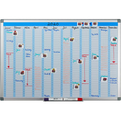 Relaxdays - Tableau, organiseur mensuel, effaçable, magnétique, panneau d'organisation, plaque aimanté, 60 x 90 cm, blanc