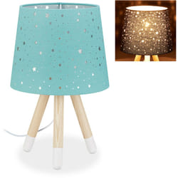 Relaxdays - Lampe de chevet, veilleuse pour chambre d'enfants, douille E14, abat-jour rond, 40 cm de hauteur, menthe