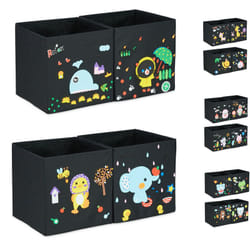 Relaxdays - Boîtes de rangement enfants, Lot de 4, Autocollant mousse, orner panier à jouets, design c, 31x31x31cm, coloré