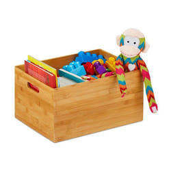 Relaxdays Caisse de rangement bambou solide boîte pratique sans couvercle 21x40x30 cm salle de bain cuisine nature
