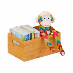Relaxdays Caisse de rangement bambou solide boîte pratique sans couvercle 14x30x20 cm salle de bain cuisine nature