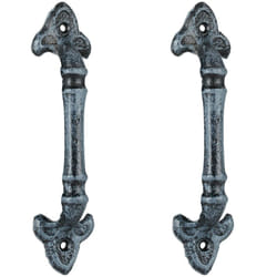 Relaxdays Poignée de meuble vintage, lot de 2, pour portes, armoires & tiroirs, fonte de fer, 20 cm de long, gris
