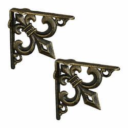 Querre étagère murale, lot de 2, ancien, support en fonte de fer, avec ornement lys, vintage, couleur bronze - Relaxdays