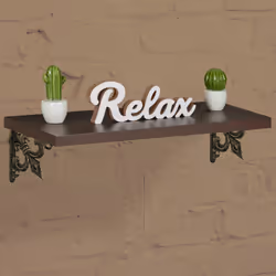 Querre étagère murale, lot de 2, ancien, support en fonte de fer, avec ornement lys, vintage, couleur bronze - Relaxdays