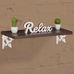 Querre étagère murale, lot de 2, ancien, support en fonte de fer, avec ornement lys, vintage, blanc - Relaxdays