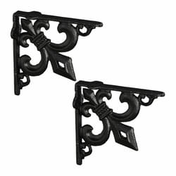 Querre étagère murale, lot de 2, ancien, support en fonte de fer, avec ornement lys, vintage, noir - Relaxdays
