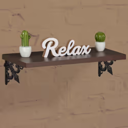 Querre étagère murale, lot de 2, ancien, support en fonte de fer, avec ornement lys, vintage, noir - Relaxdays