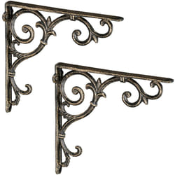 Relaxdays - querre étagère murale, lot de 2, ancien, support en fonte de fer, ornements baroques, vintage, couleur bronze