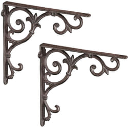 Relaxdays - querre étagère murale, lot de 2, ancien, support en fonte de fer, ornements baroques, vintage, brun