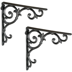 Relaxdays - querre étagère murale, lot de 2, ancien, support en fonte de fer, ornements baroques, vintage, noir