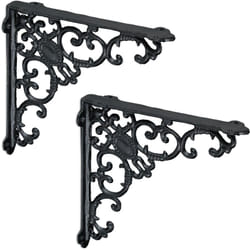 Relaxdays Équerre étagère murale, lot de 2, ancien, support en fonte de fer, ornements baroques, vintage, noir
