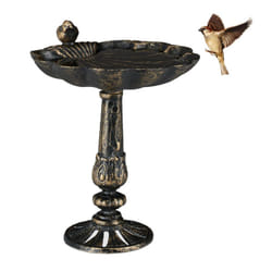 Relaxdays - Abreuvoir oiseaux, fonte de fer, décoration jardins, style antique, mangeoire sur pied, 40 cm de haut, bronzé