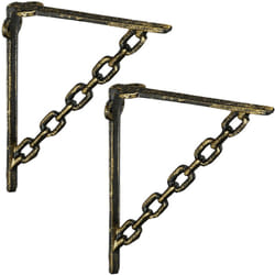 Relaxdays - querre étagère murale, lot de 2, ancien, support vintage, motif chaines, fonte de fer, couleur bronze