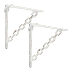 Relaxdays Équerre étagère murale lot de 2 ancien support vintage motif chaines fonte de fer blanc