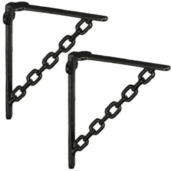 Relaxdays - querre étagère murale, lot de 2, ancien, support vintage, motif chaines, fonte de fer, noir