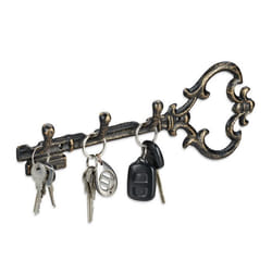 Relaxdays Panneau à clés 3 crochets forme de clef décorative fonte vintage antique 125 x 33 x 45 cm bronze