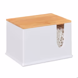 Relaxdays Distributeur coton-tiges acrylique bambou grande boîte rangement salle de bain blanc/nature
