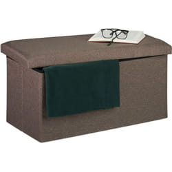 Relaxdays - Banquette, espace de rangement, effet lin, rembourré, entrée, chambre à coucher, coffre HlP 38x76,5x38,5 cm