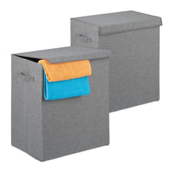 Relaxdays Panier à linge jeu de 2 pliable  corbeille à linge couvercle coffre lessive 61L 505 x 45 x 305 cm gris